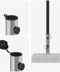 Rectangular Granite Parasol Base With Dual Adapters 55.1 Lbs Heavy Duty Patio Umbrella Stand showing detailed pole adapters
