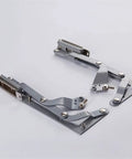 Smooth Translational Lift Up Cabinet Door Hinge with Dual 250N Gas Springs for narrow depth cabinets, metallic design.