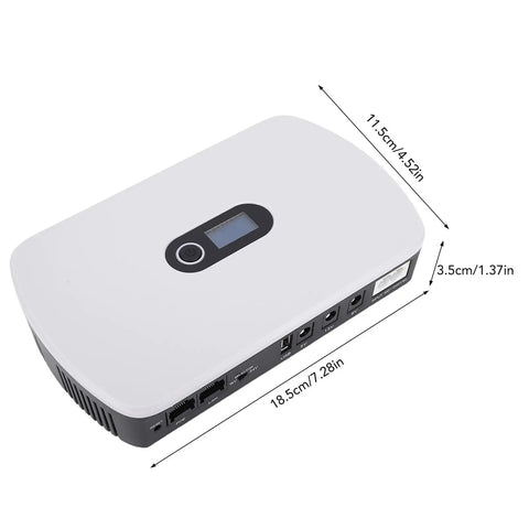 Portable Ups Battery Backup 10400 Mah With Lcd Screen for Routers Modems, showing top view, dimensions shown, compact design.