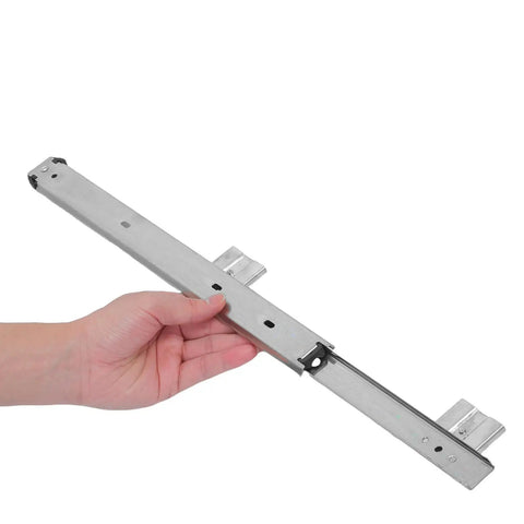 Two Pack Ball Bearing Drawer Slides For Keyboard Tray Under Desk Mount, Heavy Duty Cold Rolled Steel Construction, Smooth Glide, Easy Installation, Stable, Quiet Operation For Home Office And Workstation, shown in hand