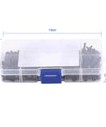 280-Piece M3 Cap Head Hex Socket Bolts And Nuts Assortment Set in compact plastic box with dimensions for tight spaces