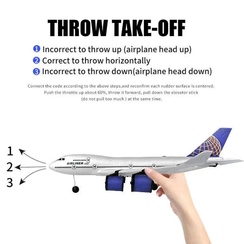 RC Airplane A380 Four Motor Two Point Four G Remote Control Plane With LED Lights Crash Resistant EPP in hand for launch