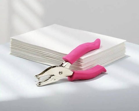 Two Pack Handheld Paper Hole Punch Set With Quarter Inch And Eighth Inch Punches, Steel Construction, Soft Grip Handles, Great For Scrapbooks, Greeting Cards, Invitations, Craft Tags, Pink