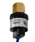 Close-up of Low Pressure Switch SLP3560 Open 35 PSI Close 60 PSI For HVAC And Refrigeration Systems, featuring brass fitting and wiring.