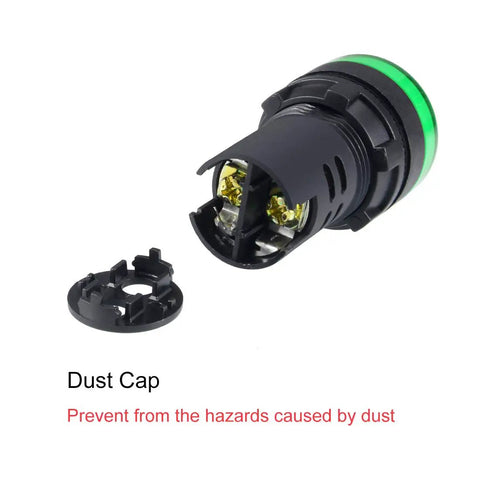 Dust cap for Green Indicator Light 110 Volt AC DC 22mm Panel Mount for Electrical Control Panels HVAC and DIY Projects.