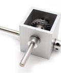 iDili 90° right-angle gearbox, aluminum housing, 6mm shaft, worm gear reducer, front view