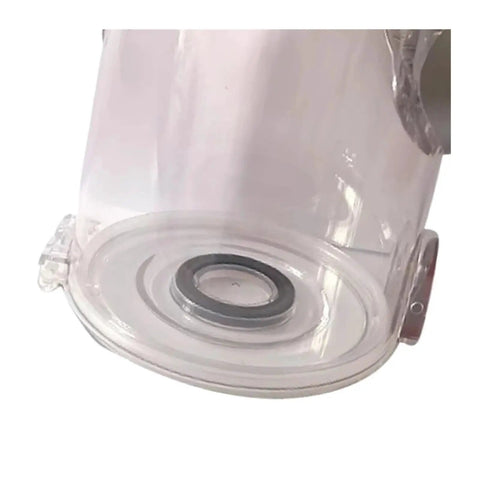 SWNCTMAKS Dust Box Compatible For Airbot Aura VC801 Wireless Vacuum Replacement, clear dust cup bottom view with rubber seal.