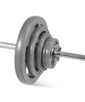 Adjustable Barbell and Dumbbell Weight Set With 1 Inch Threaded Chrome Knurled EZ Curl Or Straight Bar Handle For Home Gym Gainz Strength