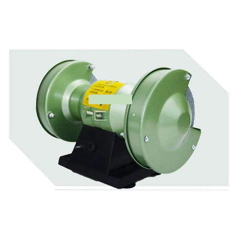 5 Inch Multi-Function Bench Grinder With One-Piece Knife Sharpener, 120W Electric Polishing Grinding Wheel Machine, 3000Rpm High Speed side view of green motor and grinding wheels on a sturdy black base.