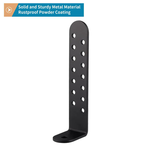 Black metal L-shaped bracket with holes for 4 Pack 5 Inch Hurricane Condenser Brackets With Screws Heavy Duty Universal Tie Down Kit L Shape HVAC