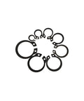 200Pcs C Clip Washers Set M6 Through M20 Internal And External Retaining Rings Carbon Steel Kit arranged in a circle