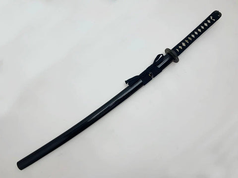 Katana Iaito Training Sword With Unsharpened Aluminum Alloy Blade, 28.3-Inch Fullered Bo-Hi For Safe Iaido Practice in black saya