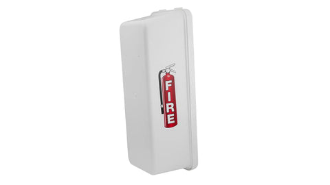 20 Pack White Surface Mount Fire Extinguisher Cabinet with Pull Panel for 5 Lb Extinguisher Outdoor Lock Box side view
