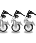 Heavy Duty Swivel Caster Wheels With Roll Sweet 360 Spin And Step Lock Brake For Photography Light Stand Aluminum alloy wheels.