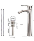 All In One White Ceramic Vessel Sink And Brushed Nickel Faucet Combo For Bathroom Vanity, faucet and pop-up drain measurements
