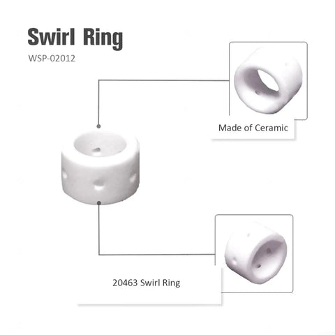 Ceramic swirl ring from Plasma Cutter Consumables Kit For PCM 500i And PT 31XL Torch 50 Piece Pro Grade Replacement Kit