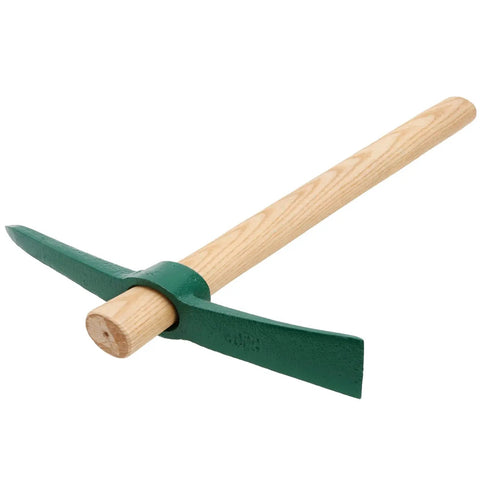 15 inch pick axe with solid wood handle, part of 4 Piece 15 Inch Pick Axe Forged Mattock Tool Heavy Duty With Non Slip Handle