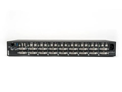 Back view of Top Tier 8 Port Kvm Switch With Dual Head Monitor Support, Uhd 4k Display, showcasing DVI ports.