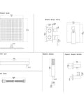 Technical diagram of Wall Mounted Shower System With 12 Inch Rainfall Shower Head And Handheld Combo Brushed Nickel Finish