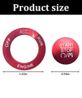Aluminum Push Start Button Cover With Metal Ring For Car Interior, Engine Start Stop Switch Knob Cap Decor in red, sizes 1.42in and 0.94in.