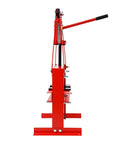 Rock Solid 6 Ton Hydraulic Shop Press With Plates Garage Workhorse Straight Up Engineered For Auto Repair 5.12 Inch Stroke side view showing the sturdy steel frame and lever.