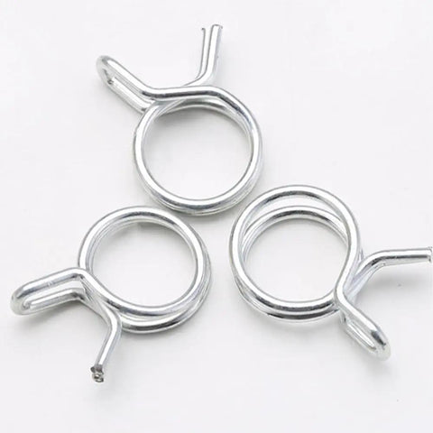 Stainless Steel Irrigation Hose Clamps 6 Pack Double Line Spring Clips For Drip Irrigation Systems DIY Garden Kit Leak-Proof Hose Clip Fits Hoses Under 6mm Inner Diameter