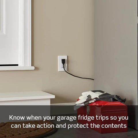 GFCI Outlet With Audible Alarm And Self Test, 20 Amp, Tamper-Resistant installed in garage near white door and red toolbox