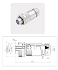Tough As Nails Seven Pin Proportional Valve Connector With Full Metal Build, 7-pin female, illustrated dimensions, ideal for hydraulic use.