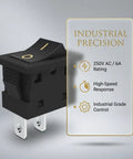 KCD1 Power Switch Two Pack 6A 125V and 250V AC Boat Rocker On Off Toggle Switch With Two Pins Two Position UL Listed, front view