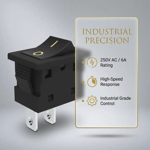 KCD1 Power Switch Two Pack 6A 125V and 250V AC Boat Rocker On Off Toggle Switch With Two Pins Two Position UL Listed, front view