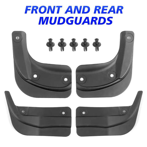 Tesla Model 3 Mud Flaps Set Of Four Front And Rear Splash Guards Custom Fit 2024 To 2026 with installation screws.