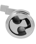 Round marine-grade stainless steel hatch latch with recessed flush mount and turning lock