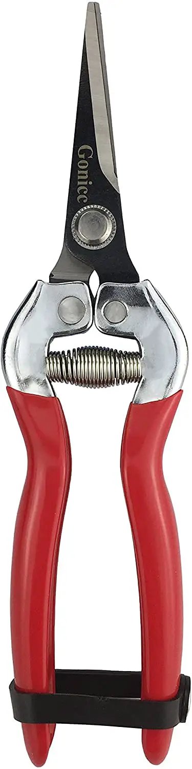 Micro-Tip Pruning Snip For Delicate Flower Arranging And Plant Trimming, red-handled garden pruner, lightweight, high-carbon steel blades
