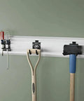 4 Foot GearTrack Channels For Garage Walls Beefy Heavy Duty Wall Mounts 6 Inch High Panels with tools attached