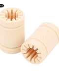 LM8UU Bearing Plastic Linear Bushing Set For 3D Printers, 10 Pieces, 8mm ID 16mm OD shown from side and top angles