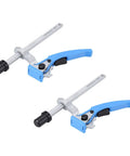 Beast Bench Dog Clamps for MFT tables with quick ratchet mechanism, 6-5/16 inch clamping capacity, blue handles, set of two.