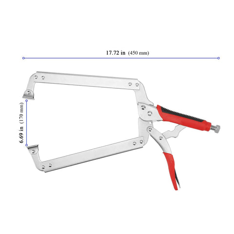 Beefy 18 Inch C Clamp Locking Pliers Set 3 Pieces With Swivel Pads And TPR Handle Nickel Plated Vise Grips for woodworking