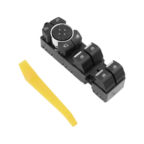 Driver Side Power Window Switch Fits Ford F-150 2021 To 2023 Replaces ML3Z-14529-BE BD with yellow installation tool.