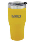 Kickass 30 Oz Stainless Steel Tumbler With Double Wall Vacuum Insulation And Spill Proof Lid To Keep Your Morning Brew Epic While You Conquer The Daily Grind In Yellow against a white background.