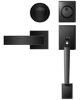 Matte Black Front Door Handle Set With Single Cylinder Deadbolt Exterior Door Lock System For Front Entry Reversible