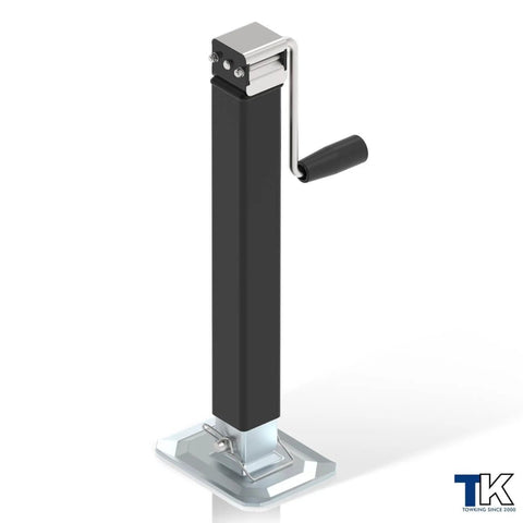 8000 Lbs Square Trailer Jack With 15 Inch Lift And 12 Inch Adjustable Drop Leg Heavy Duty Weld On Mount For RV Boat And Utility Trailers Built From Corrosion Resistant Powder Coated Steel