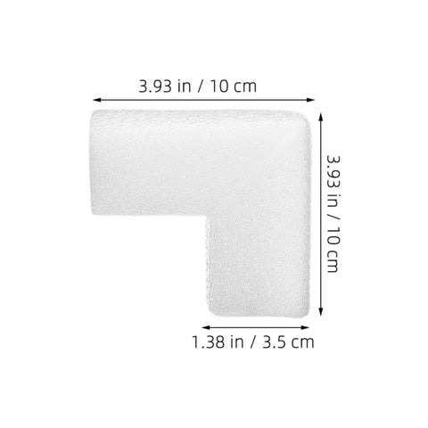 Thickened Foam Corner Protectors For Picture Frames And Mirrors, Adjustable L Shaped Cushions, dimensions shown in inches and cm