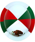 Kevlar Fiber Glass Full Brim Hard Hat With Six Point Ratchet Suspension, OSHA And ANSI Rated, top view with Mexican flag design