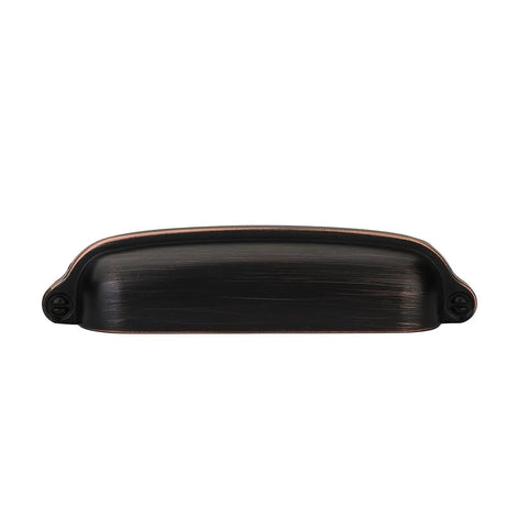 10 Pack 3 3 4 Inch Cup Pulls Oil Rubbed Bronze Cabinet Handles Zinc Alloy Heavy Duty Kitchen Island Drawer Hardware close-up view