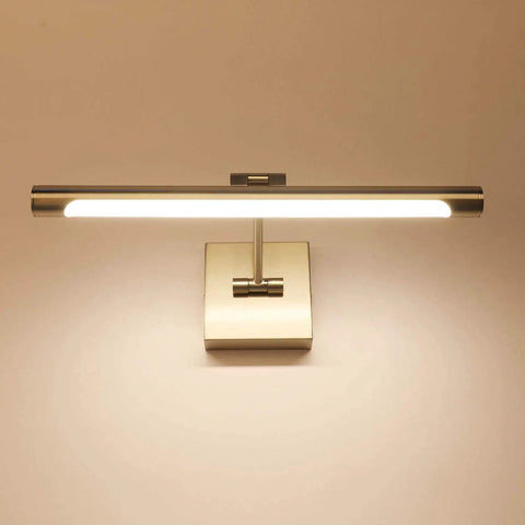 LED Picture Light With Swing Arm, 16.5 Inch Hardwired Dimmable Artwork Display Lamp in brushed nickel mounted on wall