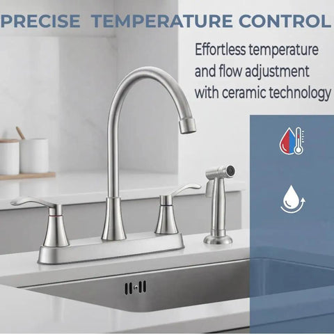 Brushed Nickel Kitchen Faucet With Sprayer And Side Sprayer 3 Hole RV Utility Touch Faucet In Stainless Steel For Modern Kitchens