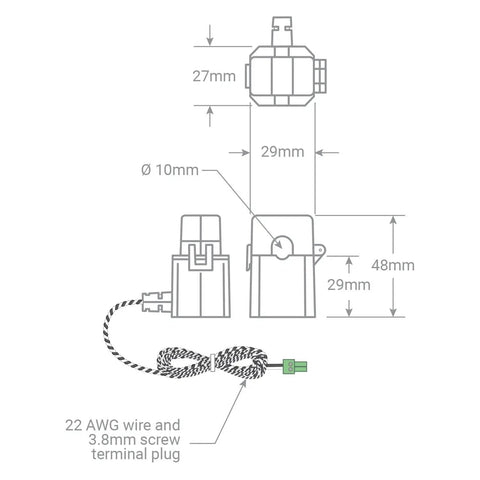 Keep Tabs On Your Grid With This Real Time Home Energy Monitor That Tracks Power Draw And Solar Net Metering For Zero Headache Install And UL Certified Safety To Stop Bleeding Cash. Image shows detailed dimensions of the energy monitor components.
