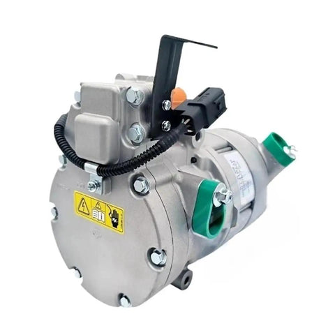 Heavy Duty Electric AC Compressor For Hyundai Kona 2022 EV Models showing sealed aluminum housing with connectors.