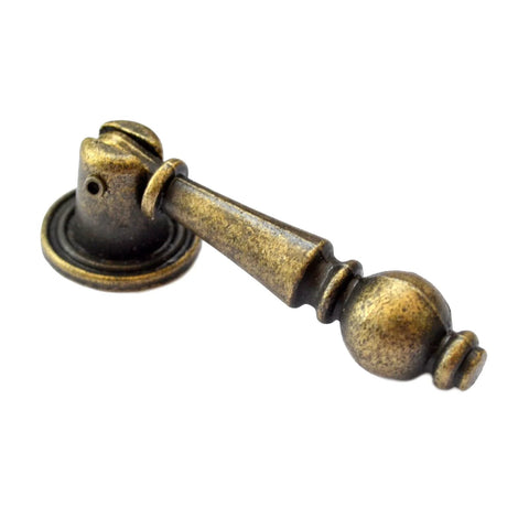 Four Piece Antique Bronze Drawer Pulls Set With Single Hole Mount, Vintage Decorative Handles For Dresser Cabinet Chest And Jewelry Box, Disk Diameter 3/4 Inch, Height 2-1/4 Inch, Zinc Alloy, Rust Resistant, Screws Included