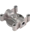 Heavy Duty Remote Mount Coolant Filter Head For Diesel Engines Compatible With 204163 in metallic finish, showing side view.